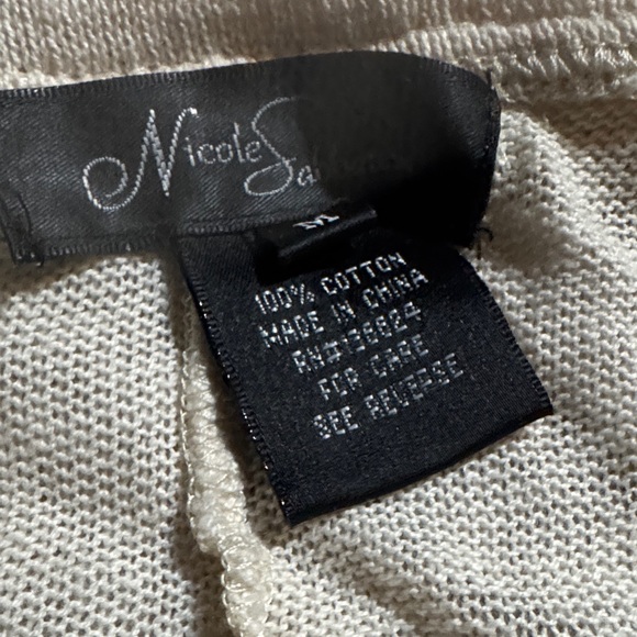 Nicole Sabbattini Cream Textured Knit Delicate Lace Lightweight Cardigan - Picture 3 of 6